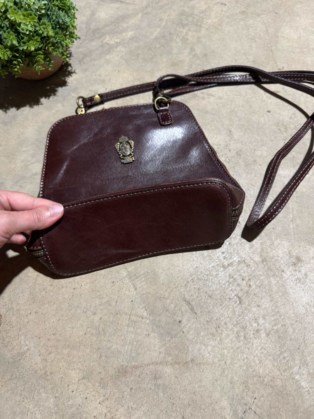 I Medici Leather Crossbody Purse Bag Brown Made In Italy Classy Old Money Fall - Picture 2 of 7